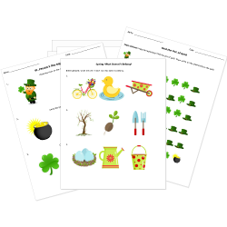 Printable St. Patrick's Day, Easter, and Spring Seasonal Worksheets