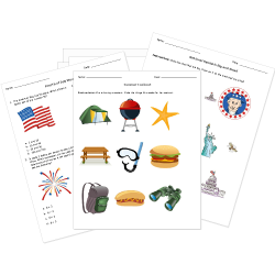 Memorial Day, Independence Day, and Summer Holiday Worksheets
